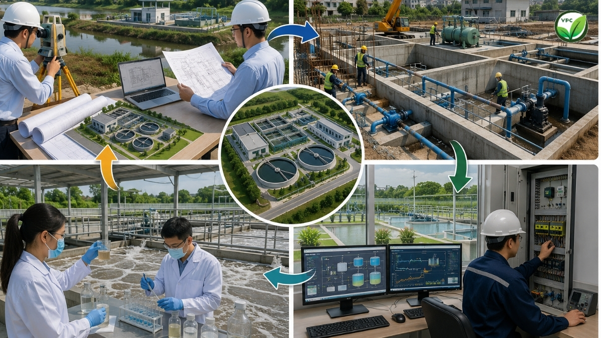 Quy trình lắp đặt trạm xử lý nước thải khu dân cư