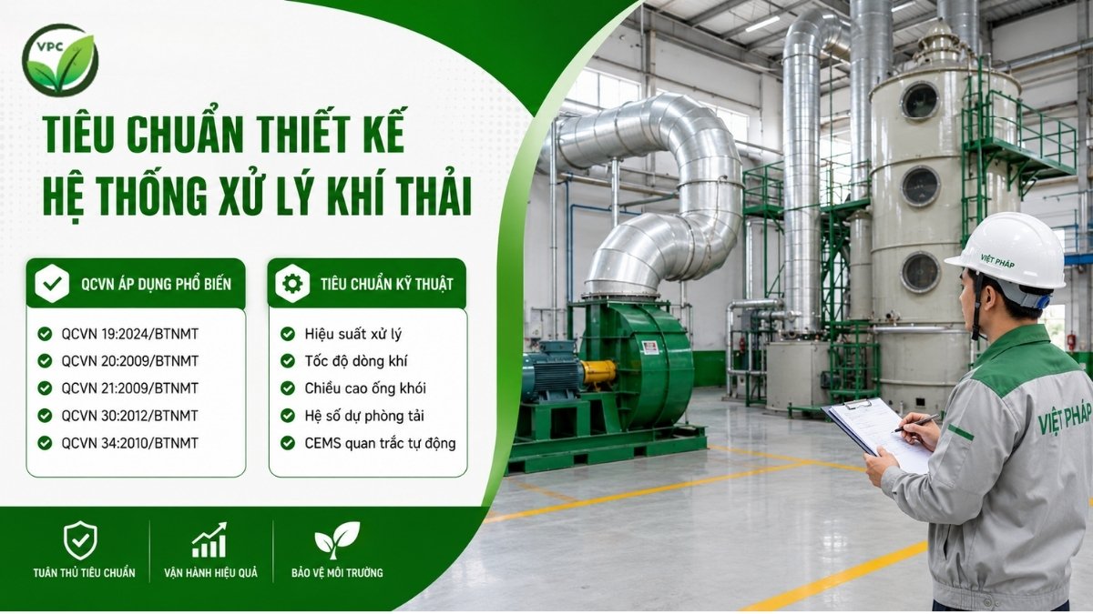 Tiêu chuẩn thiết kế hệ thống xử lý khí thải công nghiệp đạt QCVN
