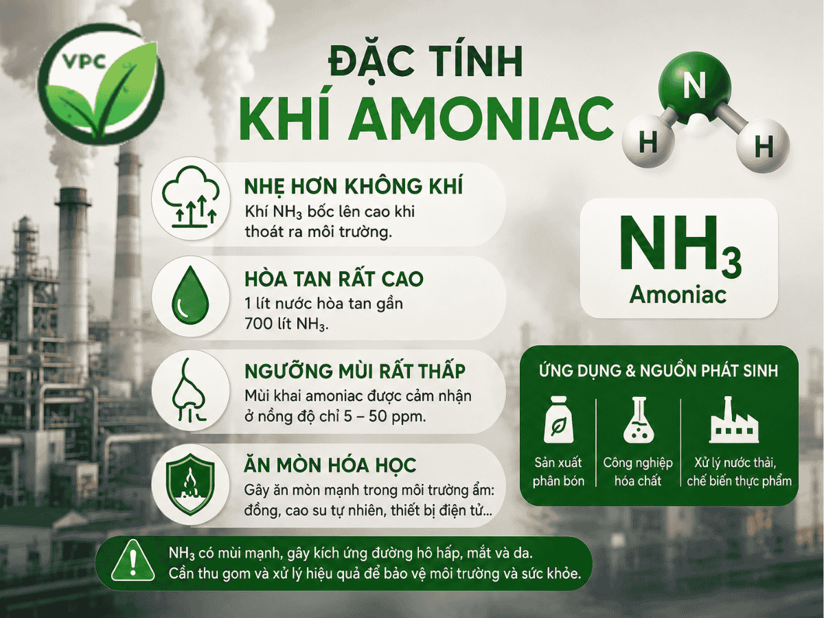 Đặc tính của khí thải NH3 trong nhà máy