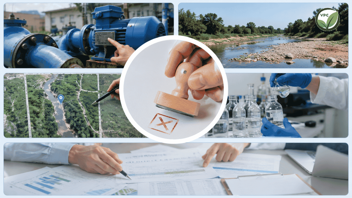 Kỹ sư rà soát hồ sơ xin giấy phép khai thác nước mặt tại công trình thu nước