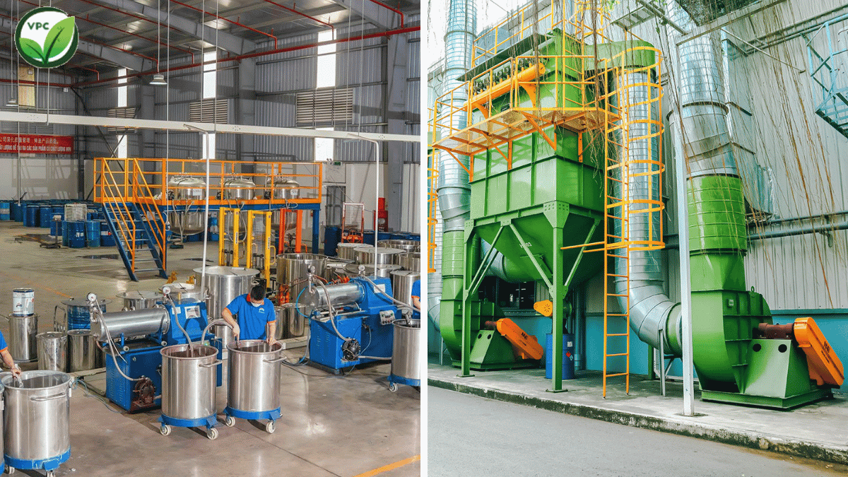 Hệ thống xử lý hơi dung môi VOC và mùi sơn bằng than hoạt tính trong nhà máy sơn
