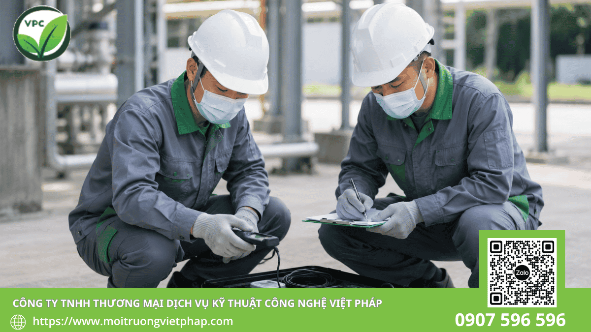Kỹ sư theo dõi dữ liệu trạm quan trắc khí thải trên phần mềm giám sát tại nhà máy