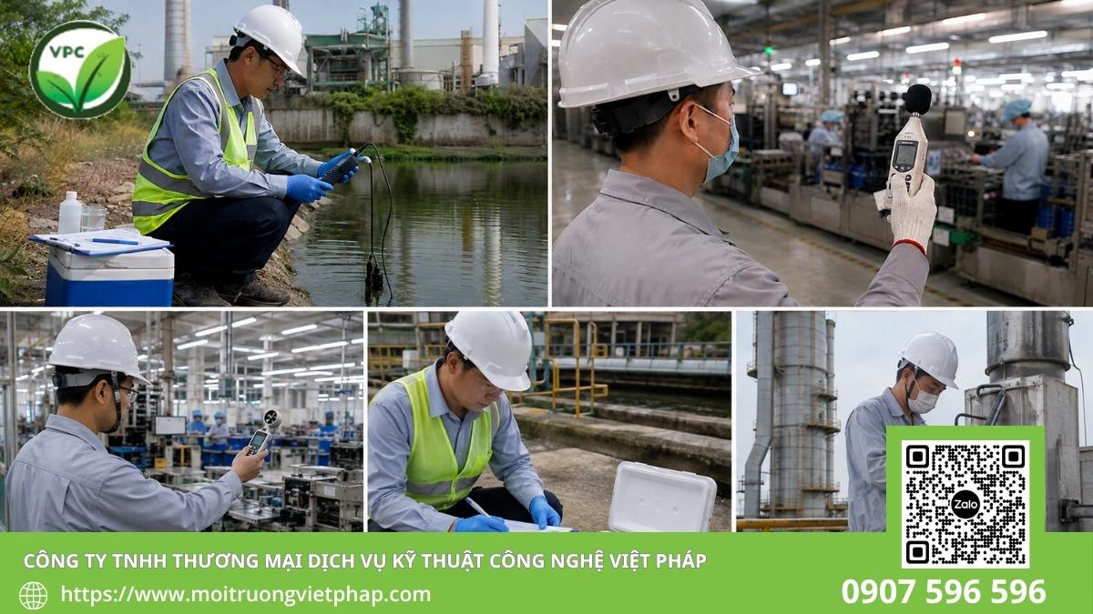Đội kỹ thuật Việt Pháp khảo sát trước khi quan trắc môi trường tại nhà máy Đồng Nai