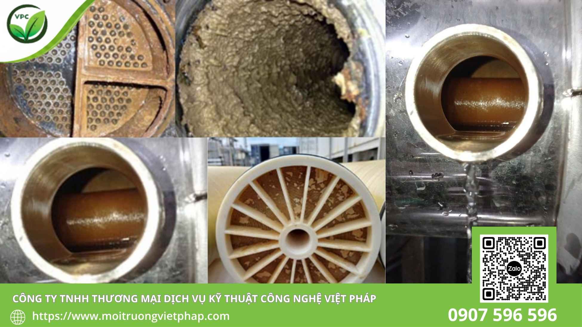 Bề mặt màng lọc RO bị tắc do cặn và màng sinh học bám dày