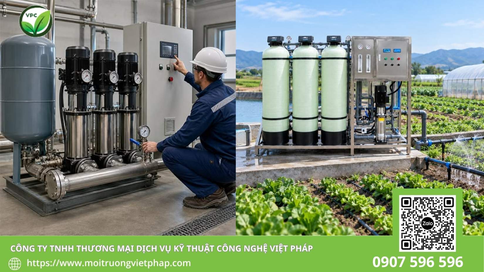 Kỹ sư lắp đặt hệ thống lọc nước RO công nghiệp tại nhà xưởng