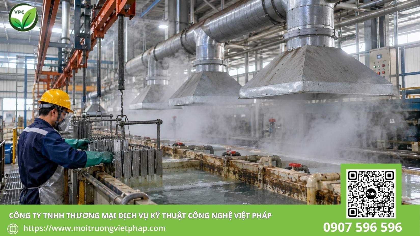 Hơi axit bốc lên từ bể tẩy gỉ kim loại cần xử lý hơi axit tại nguồn