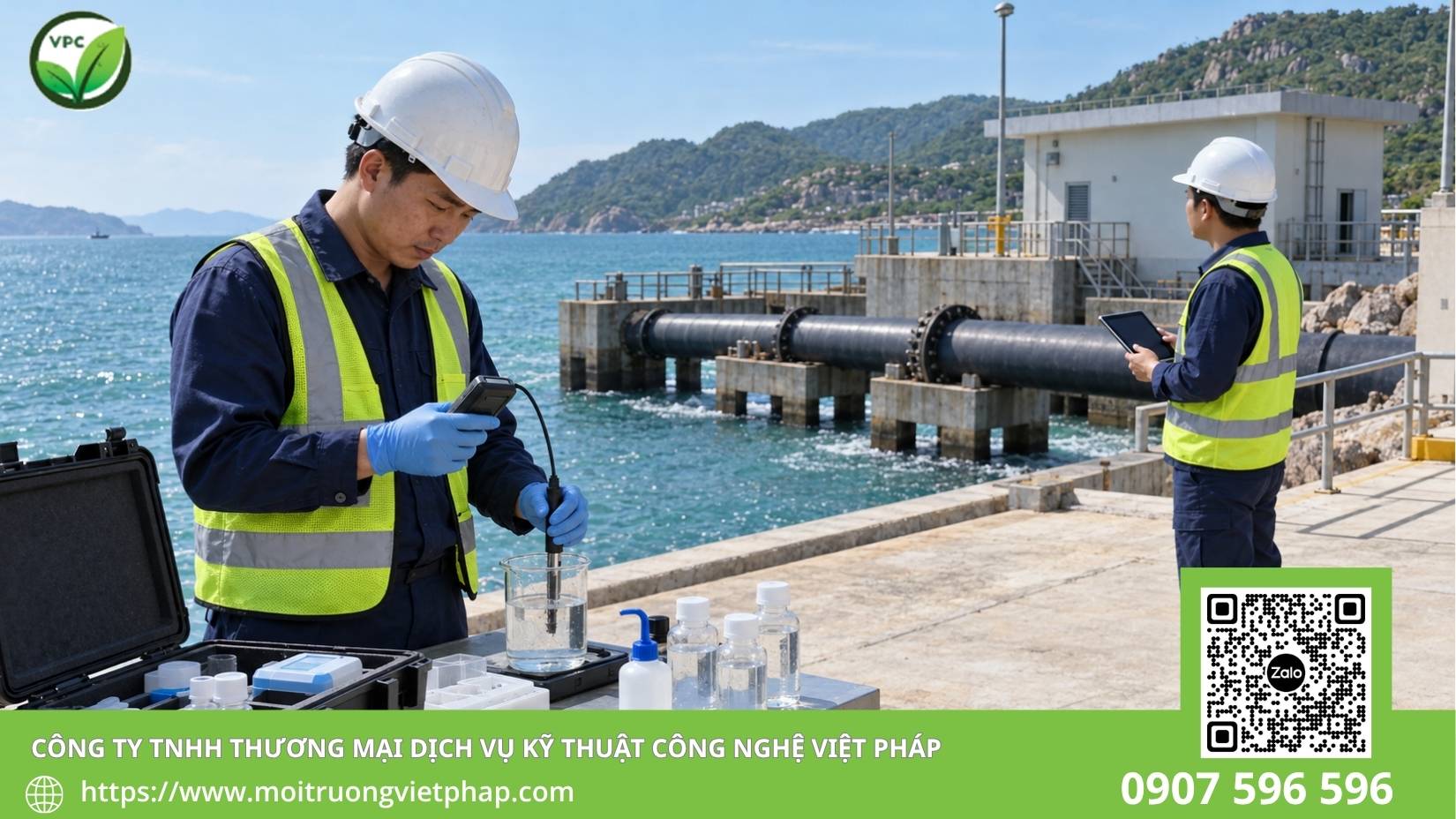 Kỹ sư Việt Pháp lắp đặt hệ thống lọc nước biển thành nước ngọt tại công trình